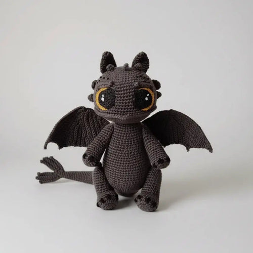 Handmade Crochet Black Bat Toy
