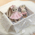 Handmade Crochet Newborn Bunny & Rattle Gift Set (2pc) – Pink Dress, Baby Shower Gift