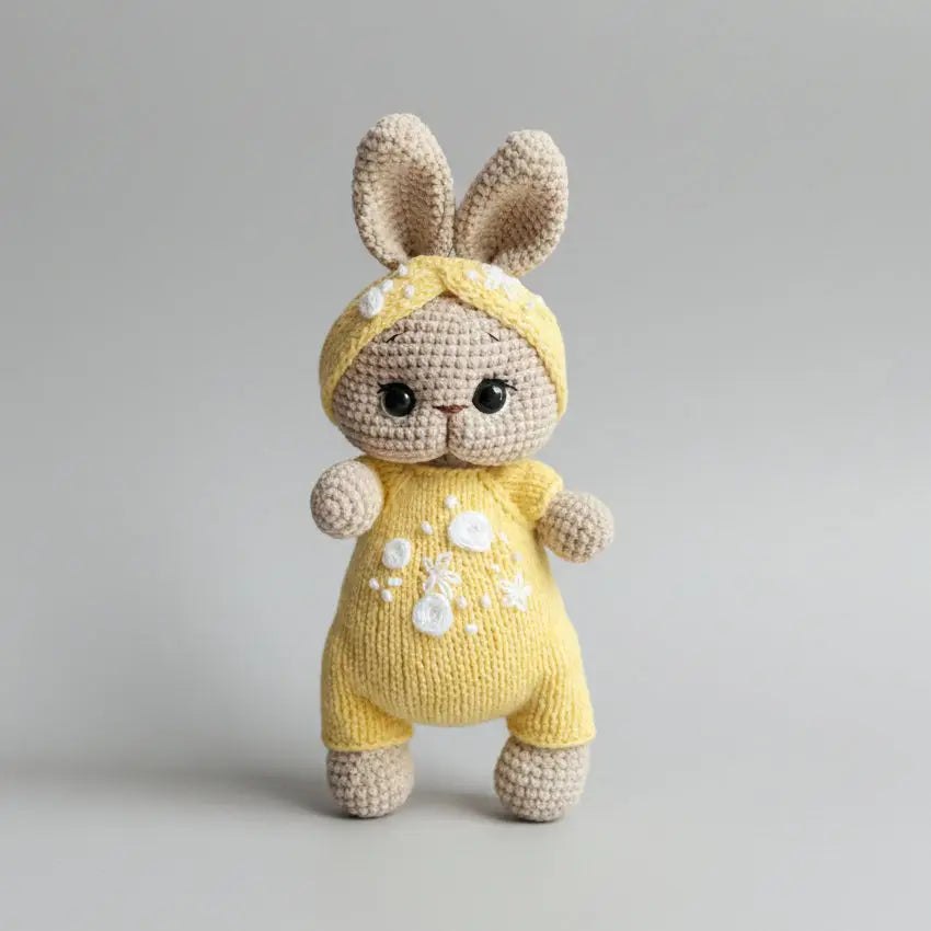 Handmade Crochet Bunny Toy in Yellow Dress