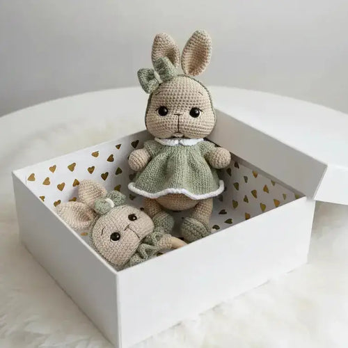 Handmade Crochet Bunny in Green Dress