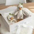 Handmade Crochet Newborn Duck & Rattle Gift Set (2pc) – Baby Shower Gift