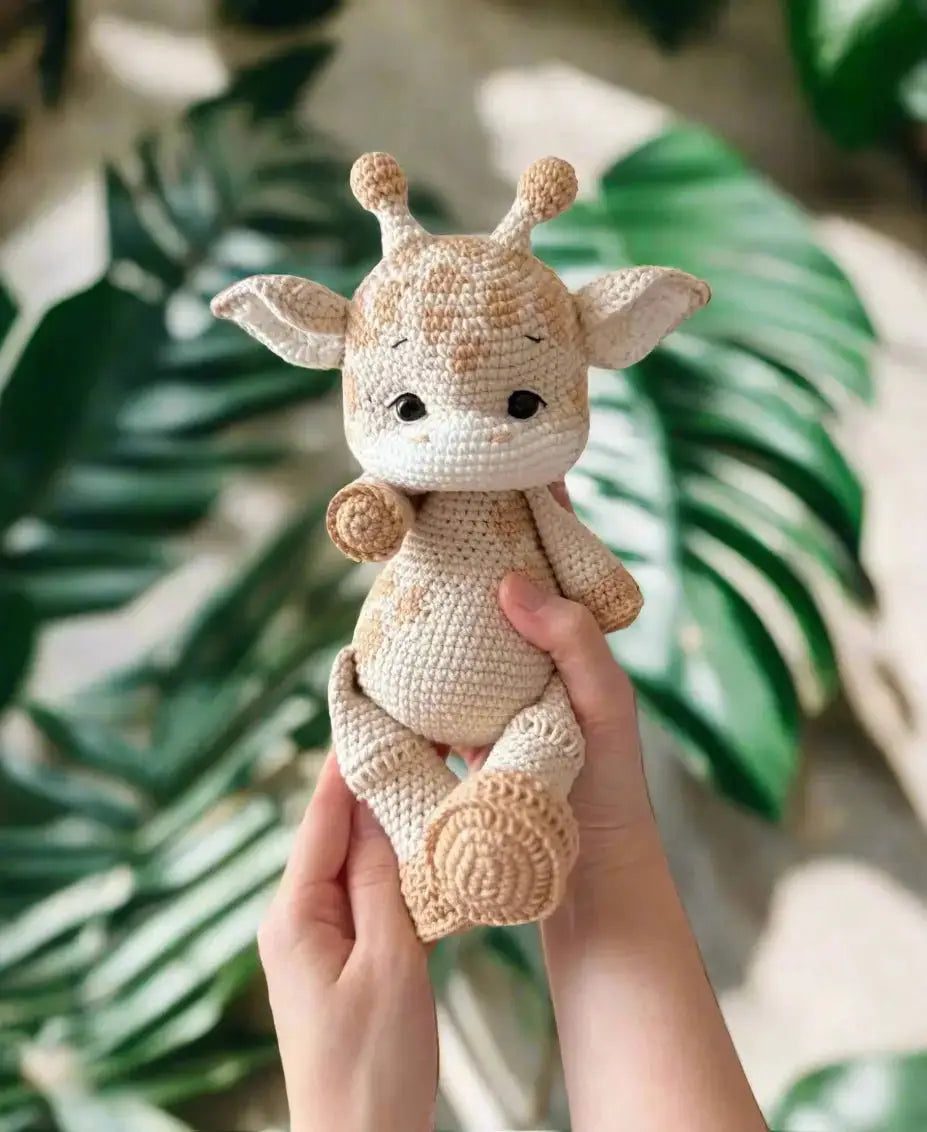 Handmade Crochet Newborn Giraffe & Rattle Gift Set (2pc) – Baby Shower Gift