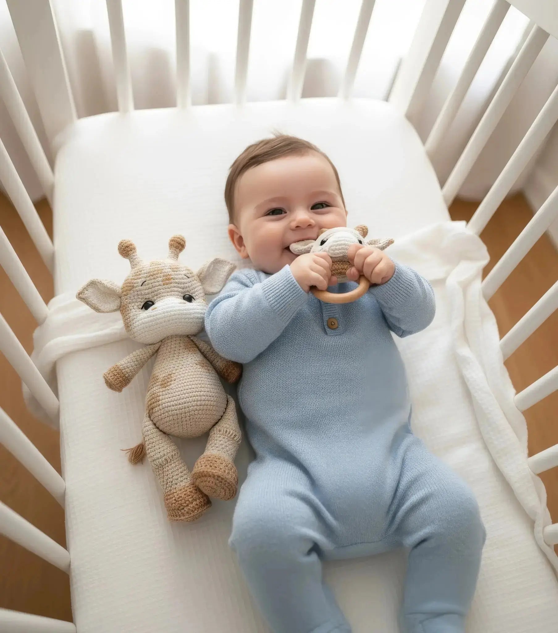 Handmade Crochet Newborn Giraffe & Rattle Gift Set (2pc) – Baby Shower Gift