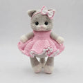 Handmade Crochet Kitten Toy in Pink Dress