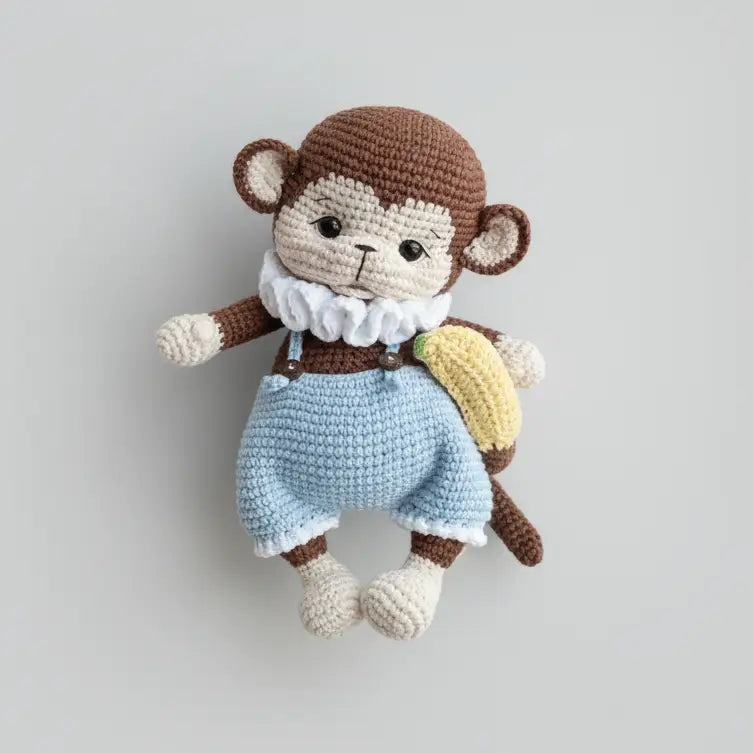 Handmade Crochet Monkey Toy with Banana