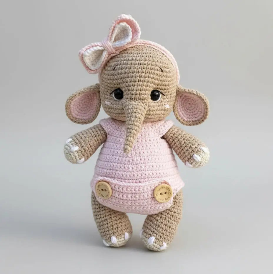 Handmade Crochet Elephant Toy in Pink Jumper