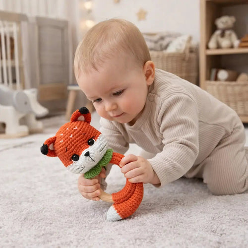 Crochet Fox Rattle Toy with Bell 🦊 
