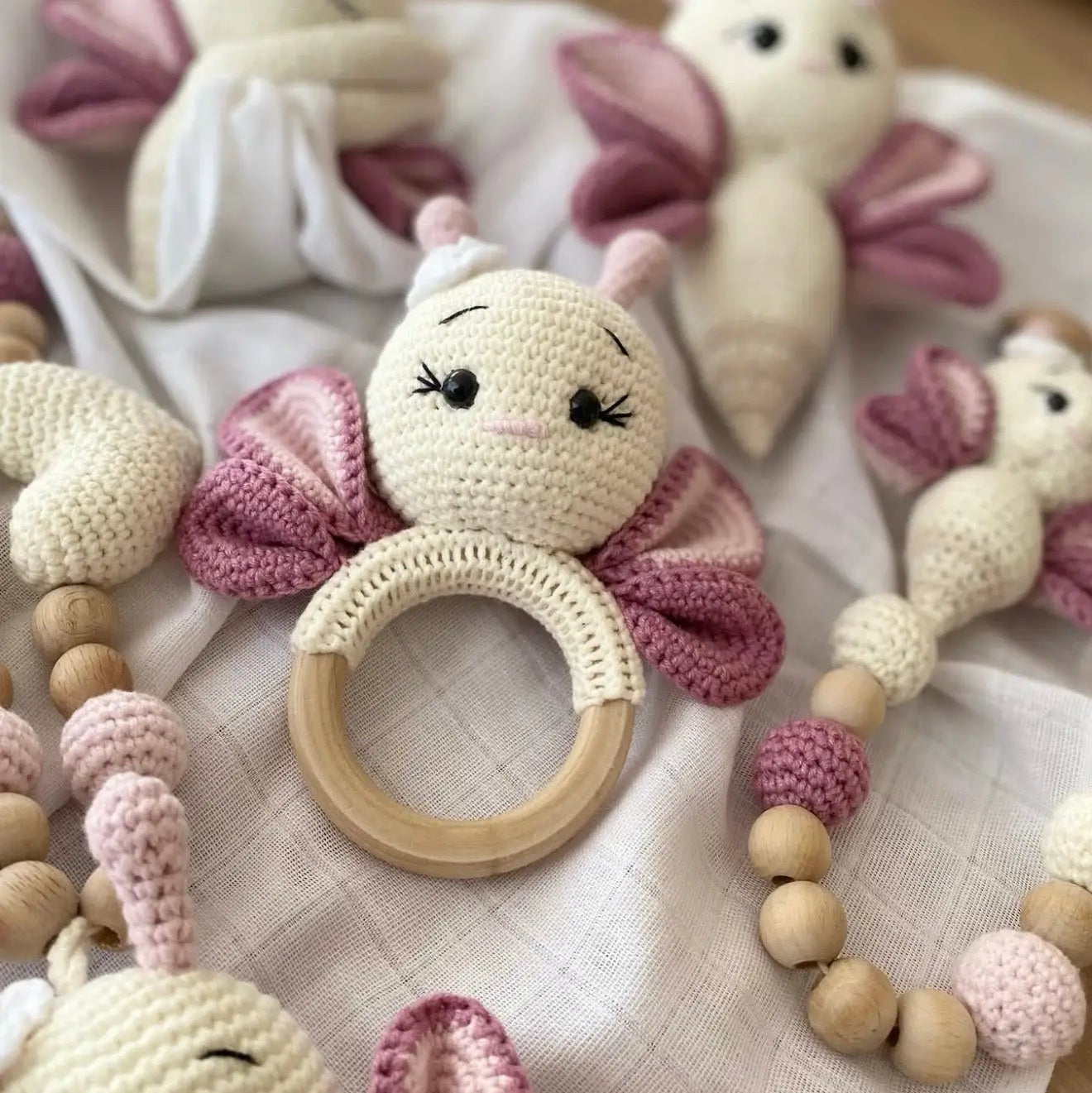 Handmade Crochet Newborn Sleeping Mate Butterfly Gift Set (5pc) – Baby Shower Gift