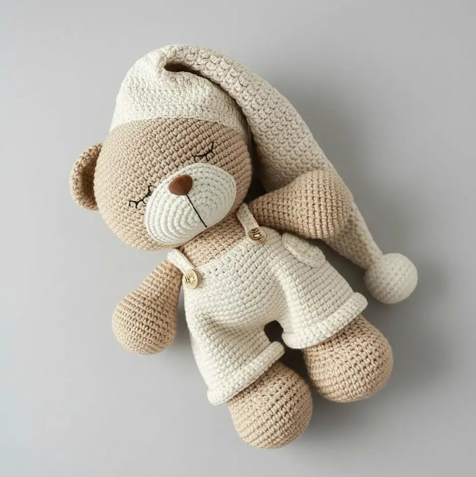 Handmade Crochet Sleeping Teddy Bear