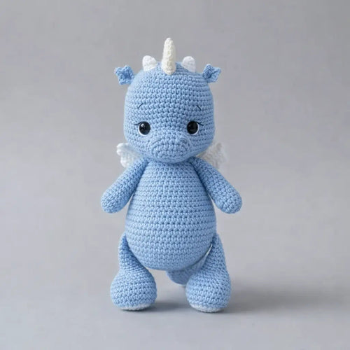 Handmade Crochet Blue Dino Toy