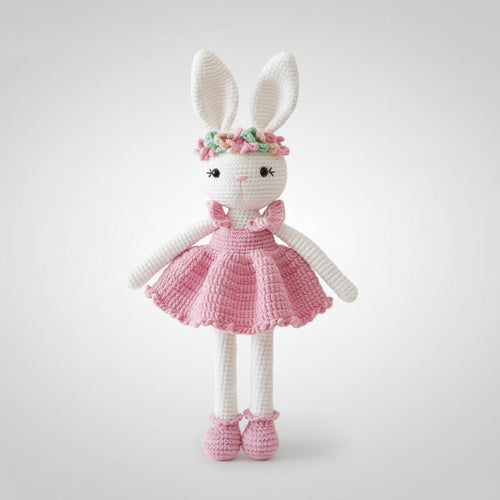 Handmade Crochet Bunny Girl Doll Toy in Dress