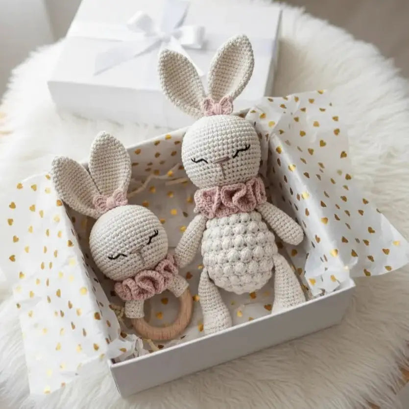 Handmade Crochet Newborn Bunny Gift Set (2pc) – Baby Shower Gift