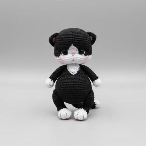 Handmade Crochet Black Kitten Toy