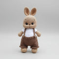 Handmade Crochet Bunny Toy in Brown Jumpsuit and White Jumper