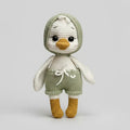 Handmade Crochet Duck Toy in Green Jumpsuit