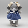 Handmade Crochet Elephant Toy in Blue Dress with Yellow Bow