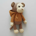Handmade Crochet Monkey Toy in Orange Hoodie