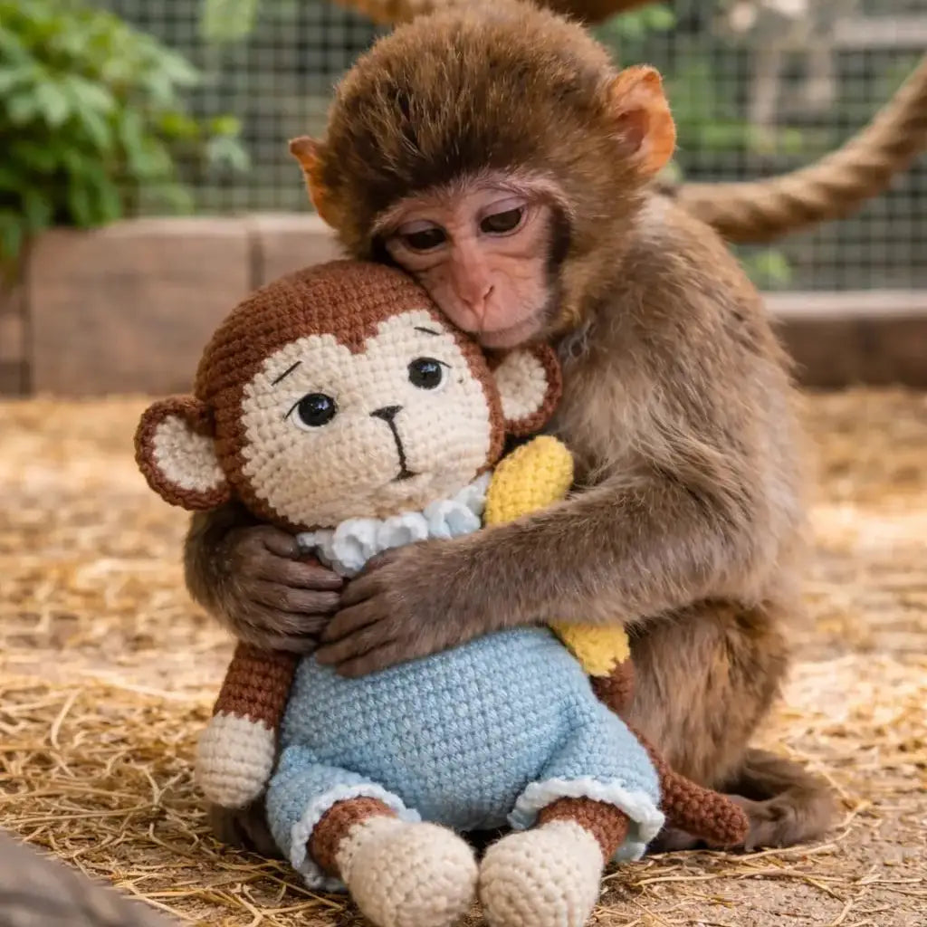 Handmade Crochet Monkey Toy with Banana