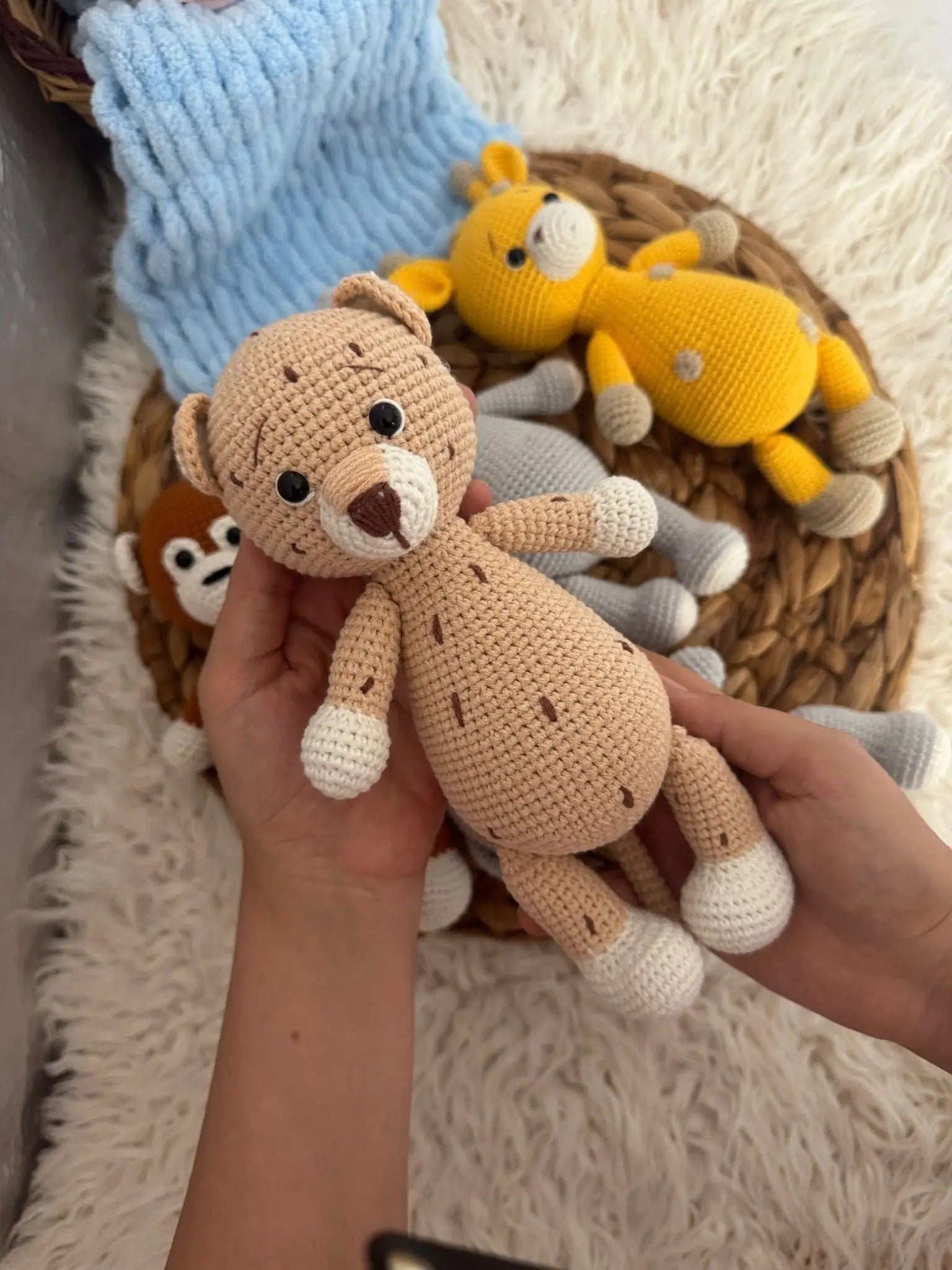 Handmade Crochet Safari Animals - Zebra, Elephant, Monkey, Tiger, Lion, Giraffe, Hippo, Leopar