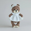 Handmade Crochet Teddy Bear Toy in White Dress