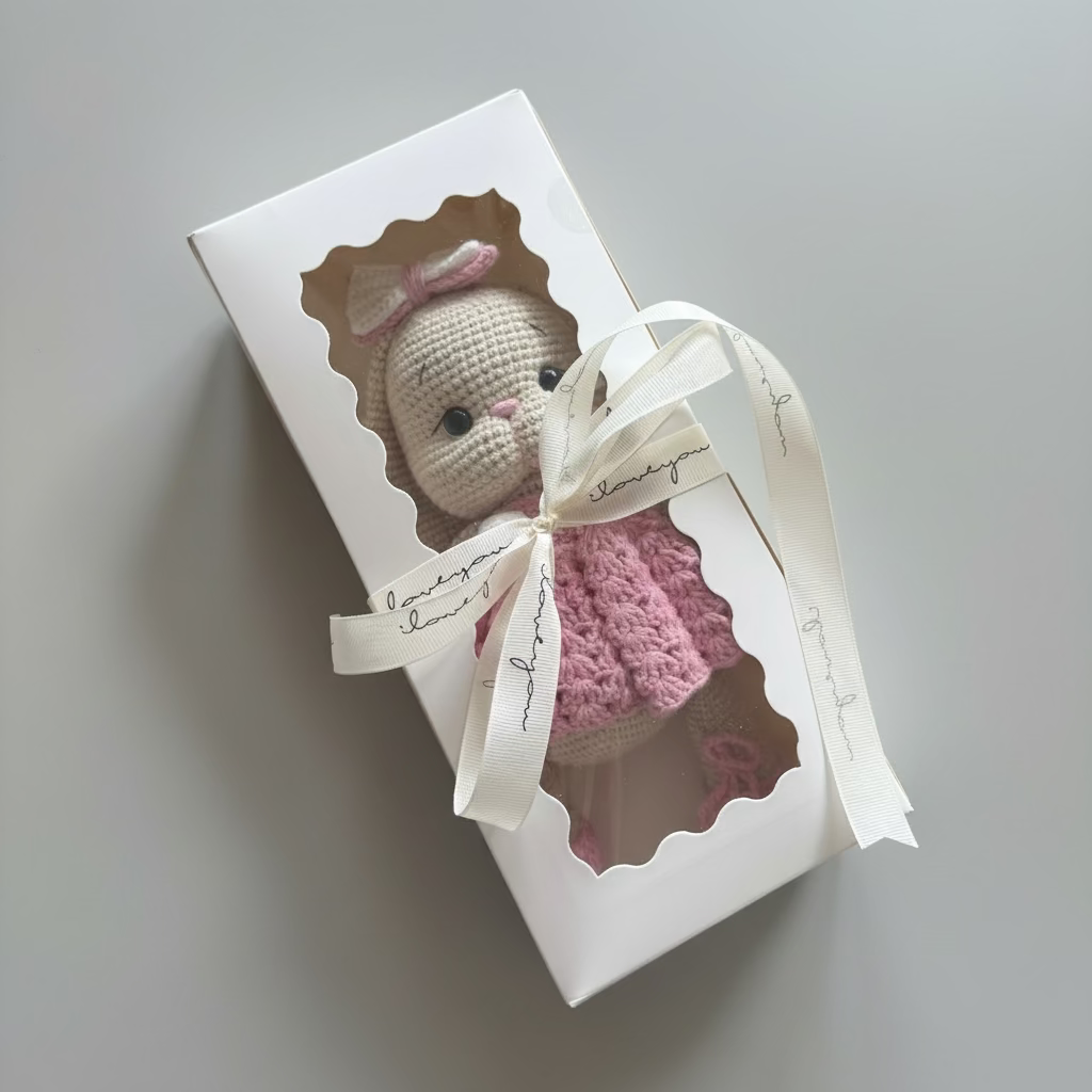 Handmade Crochet Bunny in Pink Dress