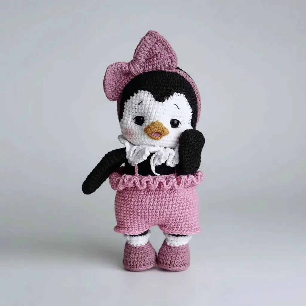 Joy Penguin – Handmade Crochet Penguin, Customisable Crochet Animal Toy with Changeable Outfit