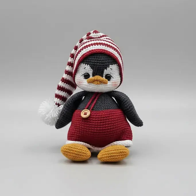 Joy Penguin – Handmade Crochet Penguin, Customisable Crochet Animal Toy with Changeable Outfit