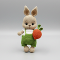 Handmade Crochet Bunny Toy in Green Jumpsuit with Carrot