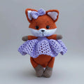 Handmade Crochet Fox Toy in Purple Dress