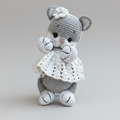 Handmade Crochet Kitten Toy in White Dress
