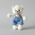 Handmade Crochet Teddy Bear in Blue Jumpsuit