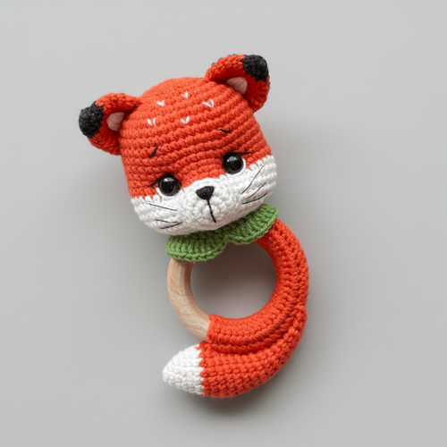 Crochet Fox Rattle Toy with Bell 🦊 