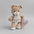 Handmade Crochet Teddy Bear Toy with Pink Heart