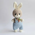 Handmade Crochet Bunny Toy in Blue Jumpsuit
